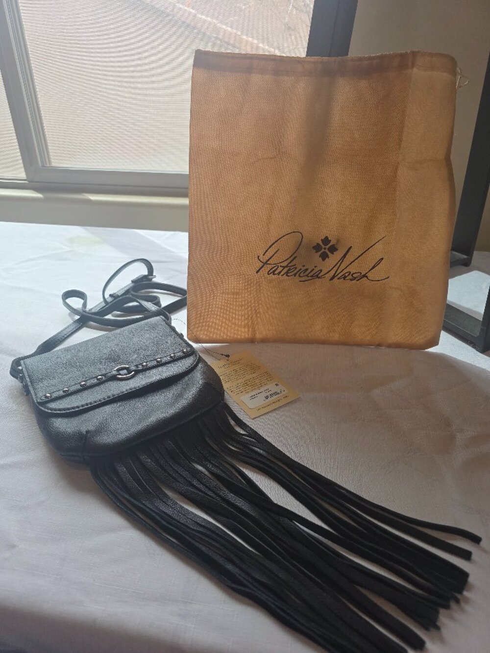Patricia Nash Cella Suede Leather Fringe Crossbody Bag